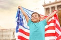 Cute little boy with American flag Royalty Free Stock Photo