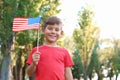 Cute little boy with American flag Royalty Free Stock Photo