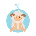 Cute little boy as Aries astrological sign. Horoscope symbol colorful character vector Illustration Royalty Free Stock Photo