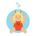 Cute little boy as Capricorn astrological sign. Horoscope symbol colorful character vector Illustration Royalty Free Stock Photo