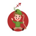 Cute little boy as Sagittarius astrological sign, horoscope zodiac character colorful cartoon Illustration