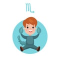 Cute little boy as Scorpio astrological sign, horoscope zodiac character colorful cartoon Illustration