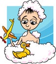 Cute little boy in bath cartoon Royalty Free Stock Photo