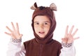 Cute little boy in a bear suit Royalty Free Stock Photo