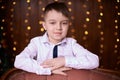 Cute little boy. Beautiful portrait. Brown background Royalty Free Stock Photo