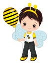 Cute Little Boy Wearing Bee Headband Antenna