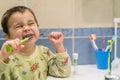 Cute little boy brushing teeth. little baby boy with tooth brush Royalty Free Stock Photo