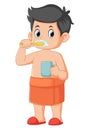 Cute little boy brushing teeth Royalty Free Stock Photo