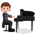 Cute little boy cartoon playing piano Royalty Free Stock Photo