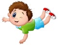 Cute little boy cartoon prone Royalty Free Stock Photo