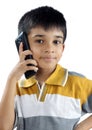 Cute Little Boy with Cell Phone Royalty Free Stock Photo