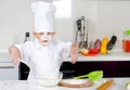 Cute little boy chef in the kitchen Royalty Free Stock Photo