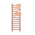 Cute Little Boy Climbing Ladder with Chalk or Crayon Vector Illustration Royalty Free Stock Photo