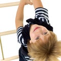 Cute little boy climbing rope ladder Royalty Free Stock Photo