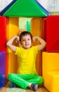 Cute little boy in daycare gym Royalty Free Stock Photo