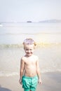 Cute little boy with diving glasses at the beach, thailand Royalty Free Stock Photo