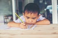Cute little boy doing his homework Royalty Free Stock Photo