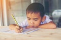 Cute little boy doing his homework Royalty Free Stock Photo