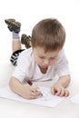 Cute little boy drawing Royalty Free Stock Photo