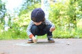 Cute little boy drawing chalk Royalty Free Stock Photo