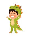 Cute little boy dressed as a dinosaur character