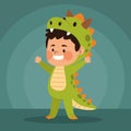 Cute little boy dressed as a dinosaur character