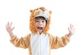 Cute little boy dressed in lion suit Royalty Free Stock Photo