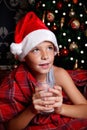 Cute little boy drinking milk Royalty Free Stock Photo