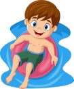 Cute little boy floating on inflatable ring Royalty Free Stock Photo