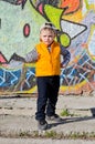 Cute little boy frowning at Royalty Free Stock Photo