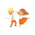 Cute little boy and girl enjoying the dance vector Illustration on a white background Royalty Free Stock Photo