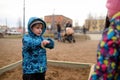 Cute little boy gives to the girl a toy Royalty Free Stock Photo