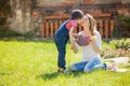 Cute little boy, giving present to his mom for Mothers day Royalty Free Stock Photo