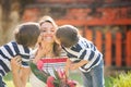 Cute little boy, giving present to his mom for Mothers day Royalty Free Stock Photo