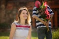 Cute little boy, giving present to his mom for Mothers day Royalty Free Stock Photo