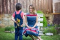 Cute little boy, giving present to his mom for Mothers day Royalty Free Stock Photo