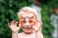 Cute little boy with his face painted Royalty Free Stock Photo