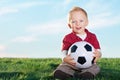 Cute Little Boy and his soccer ball Royalty Free Stock Photo
