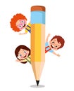 Cute little boy holding a pencil Royalty Free Stock Photo