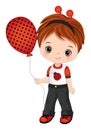 Cute Little Boy with Ladybug Headband Antenna