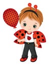 Cute Little Boy with Ladybug Headband Antenna