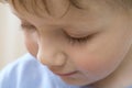 Cute Little Boy Looking Down Royalty Free Stock Photo