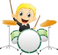 Cute Little boy playing drum Royalty Free Stock Photo