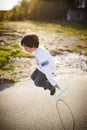 Boy playing jump rope Royalty Free Stock Photo