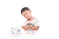 Cute little boy playing with paints Royalty Free Stock Photo