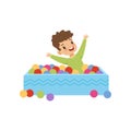 Cute little boy playing in pool with colorful balls vector Illustration on a white background Royalty Free Stock Photo