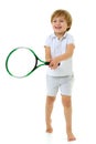 Cute little boy playing tennis. Royalty Free Stock Photo
