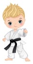 Vector Cartoon Boy Practicing Karate Royalty Free Stock Photo
