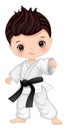 Vector Cartoon Boy Practicing Karate Royalty Free Stock Photo