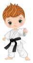 Vector Cartoon Boy Practicing Karate Royalty Free Stock Photo